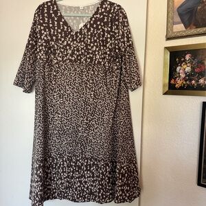 Brown and White Patterned Dress